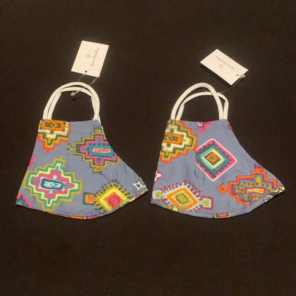 NWT Vera Bradley Cotton Face Mask Lot of 2 Painted Medallions